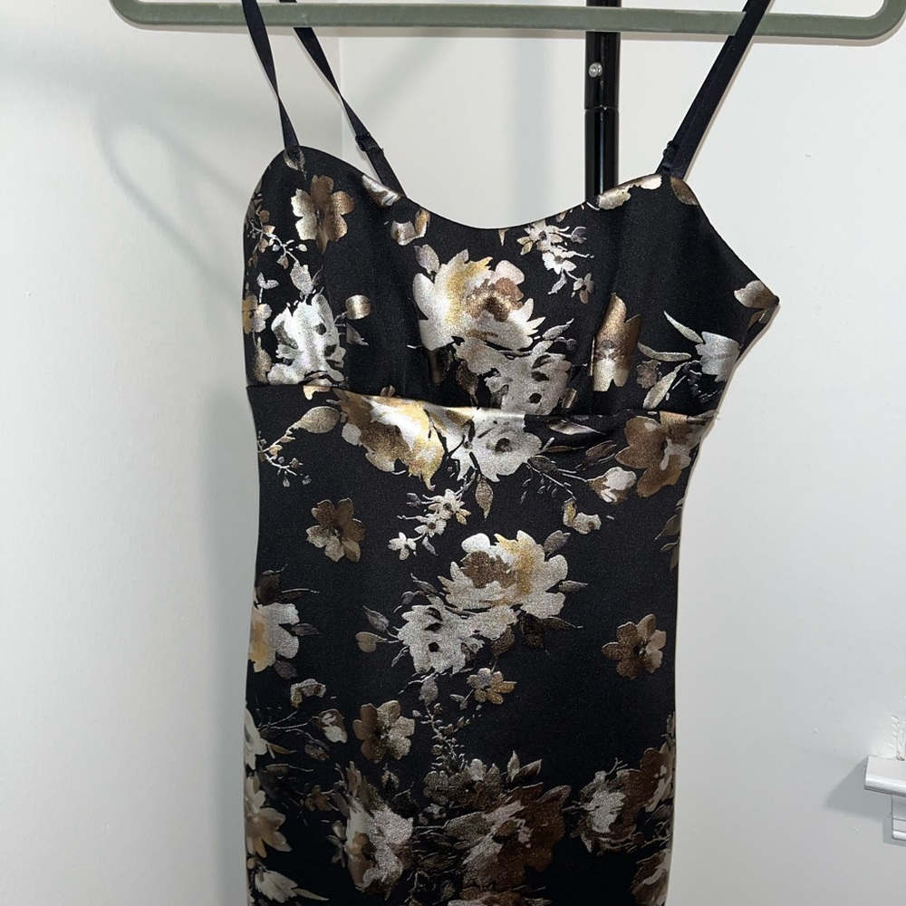 SATIN FLORAL MINI DRESS
